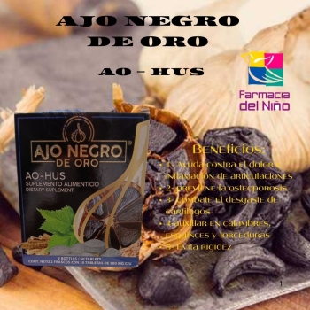 AJO NEGRO DE ORO AO-HUS 2 FRASCOS DE 30 TABLETAS CADA UNO