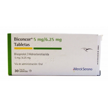 BICONCOR (Bisopropol/Hidroclorotiazida) tabletas 5mg/6.25mg 30 tabletas