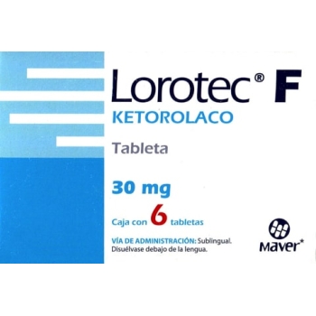 LOROTEC-F (KETOROLACO) c/6TABS. Sublingual 30MG.